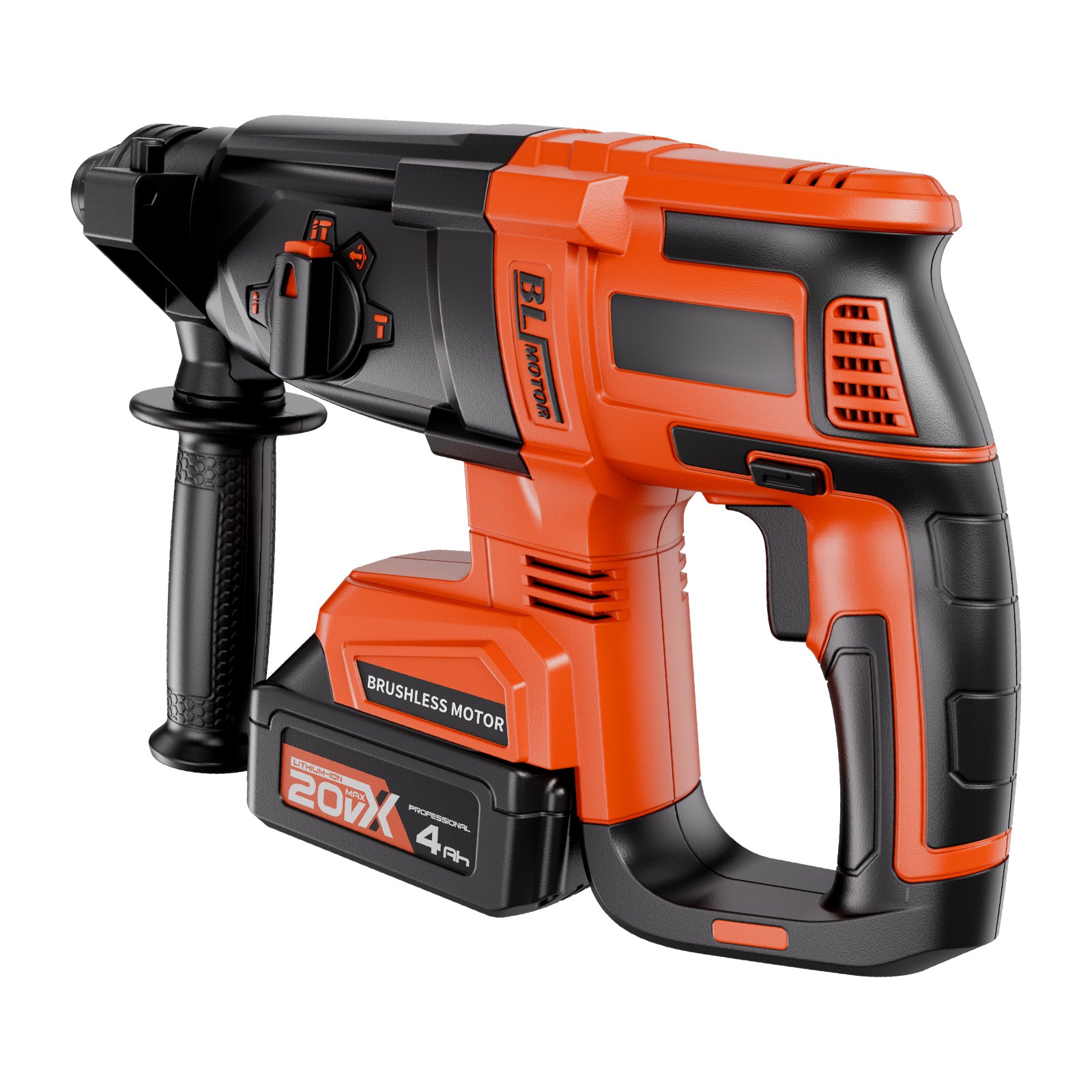 20V SDS-Plus Brushless Cordless Rotary Hammer Drill Kit 1 In 1200RPM 4 Functions