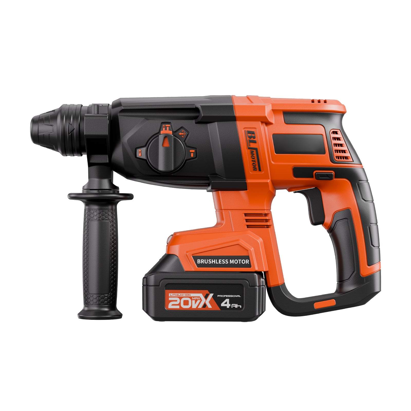 20V SDS-Plus Brushless Cordless Rotary Hammer Drill Kit 1 In 1200RPM 4 Functions