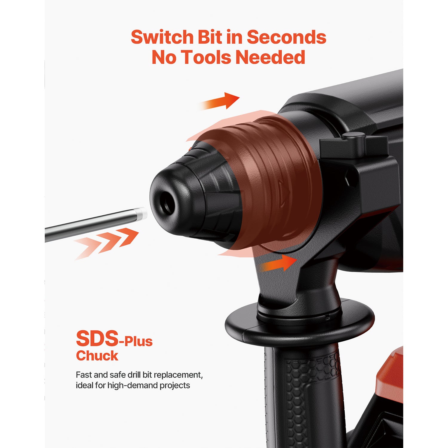 20V SDS-Plus Brushless Cordless Rotary Hammer Drill Kit 1 In 1200RPM 4 Functions