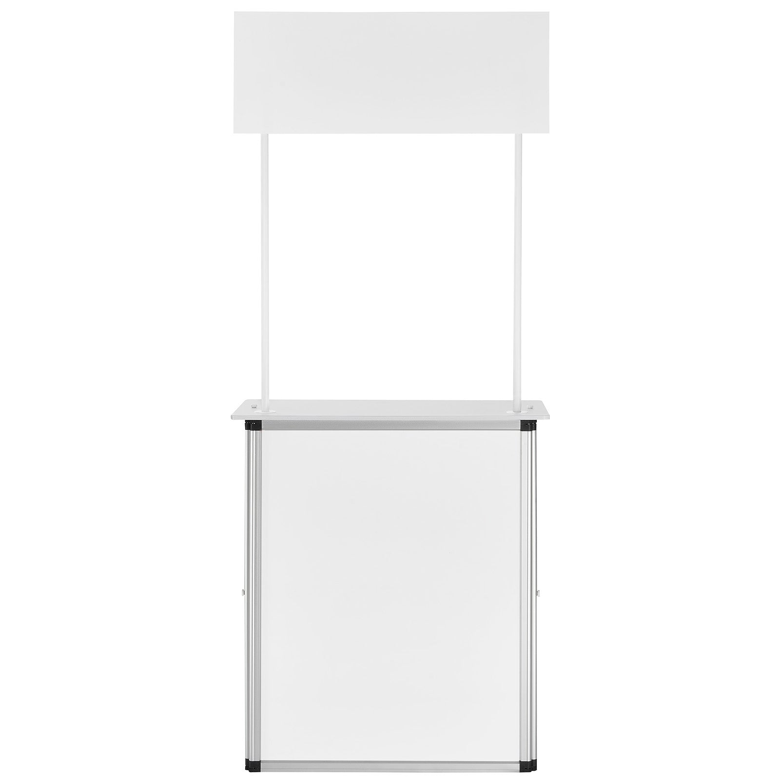 Promotion Counter Table, Portable Tradeshow Podium Table, 30.91" x 14.96" x 71.46", Display Exhibition Counter Stand Booth Fair with Wall, Pop Up Podium with Storage Rack/Carrying Bag