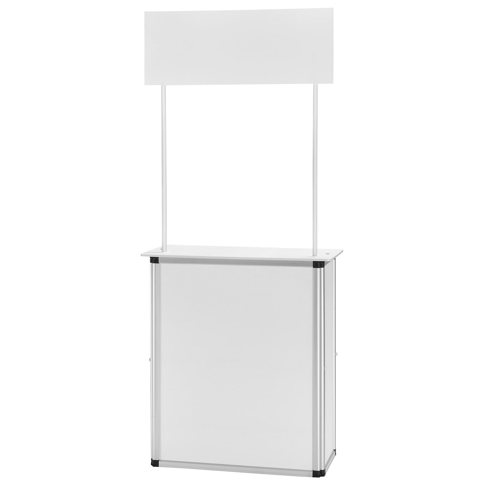 Promotion Counter Table, Portable Tradeshow Podium Table, 30.91" x 14.96" x 71.46", Display Exhibition Counter Stand Booth Fair with Wall, Pop Up Podium with Storage Rack/Carrying Bag