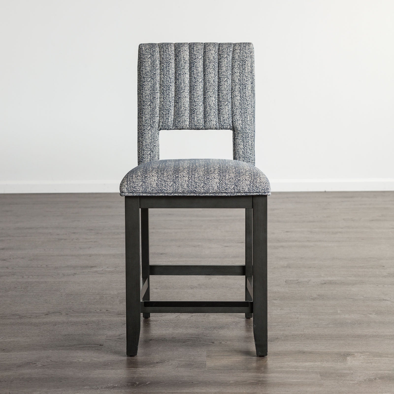 Transitional Style 2pc Counter Height Chair Padded Seat And Back Blue Gray Finish Dining Room
