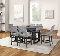 Transitional Style 2pc Counter Height Chair Padded Seat And Back Blue Gray Finish Dining Room