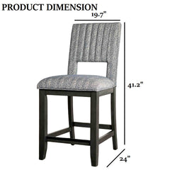 Transitional Style 2pc Counter Height Chair Padded Seat And Back Blue Gray Finish Dining Room