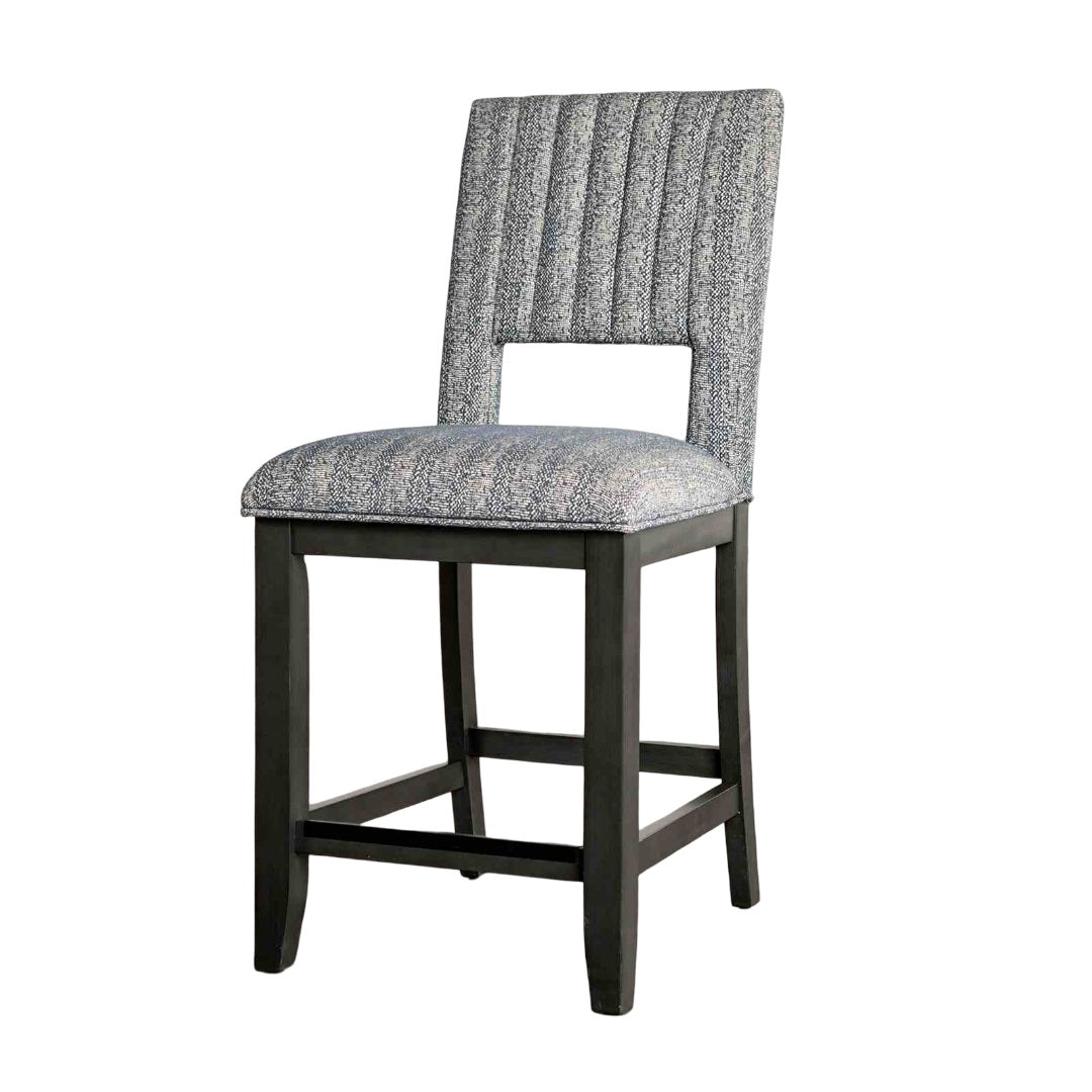 Transitional Style 2pc Counter Height Chair Padded Seat And Back Blue Gray Finish Dining Room