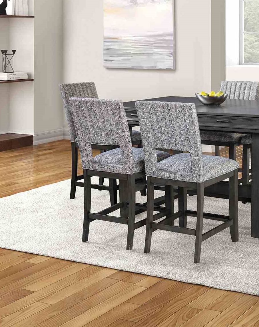Transitional Style 2pc Counter Height Chair Padded Seat And Back Blue Gray Finish Dining Room