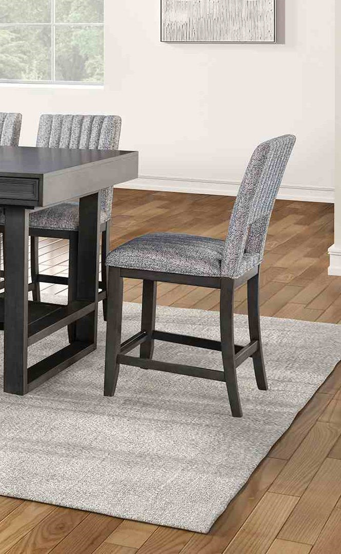 Transitional Style 2pc Counter Height Chair Padded Seat And Back Blue Gray Finish Dining Room
