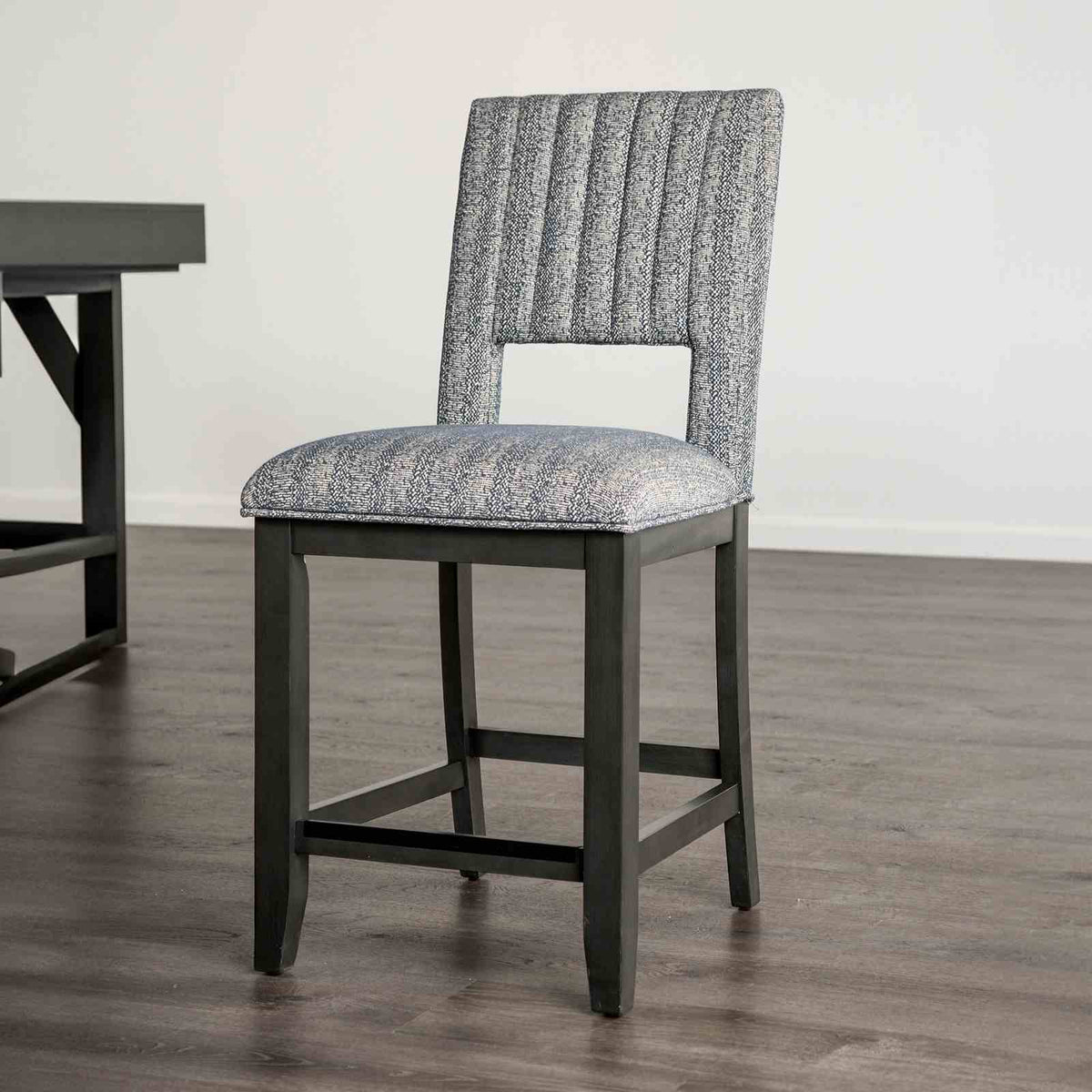 Transitional Style 2pc Counter Height Chair Padded Seat And Back Blue Gray Finish Dining Room