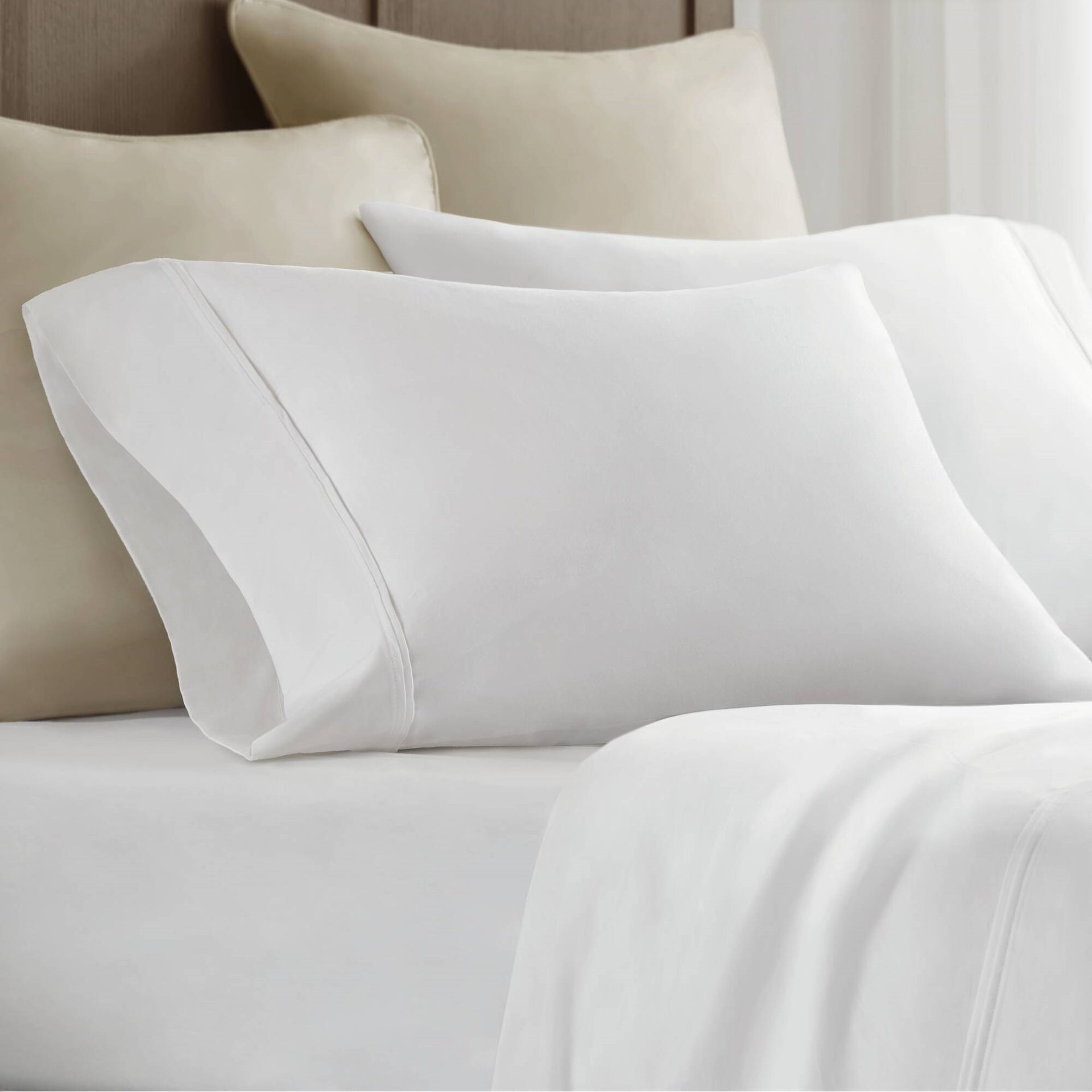 4 Pieces King Sateen Sheet Set,White