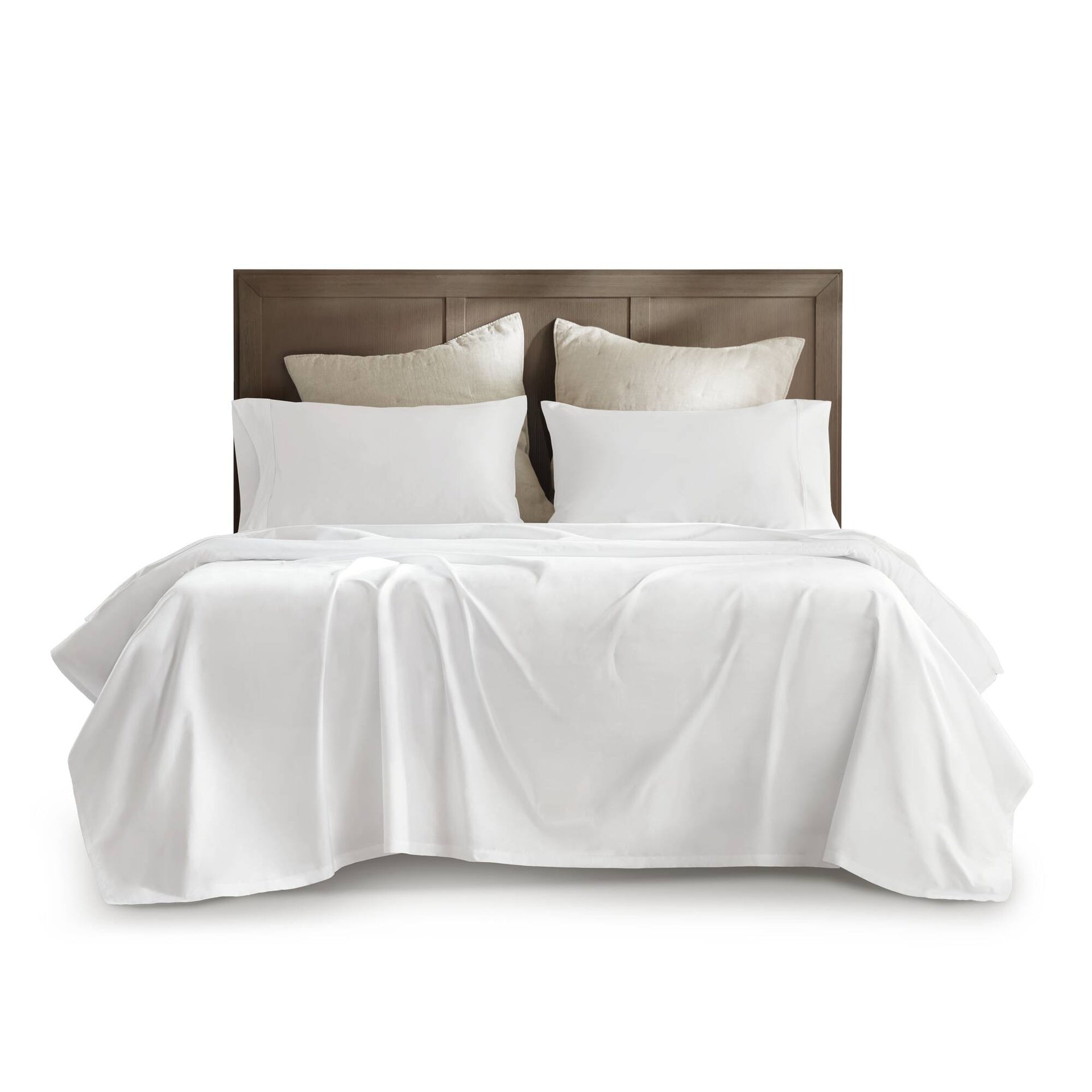 4 Pieces King Sateen Sheet Set,White