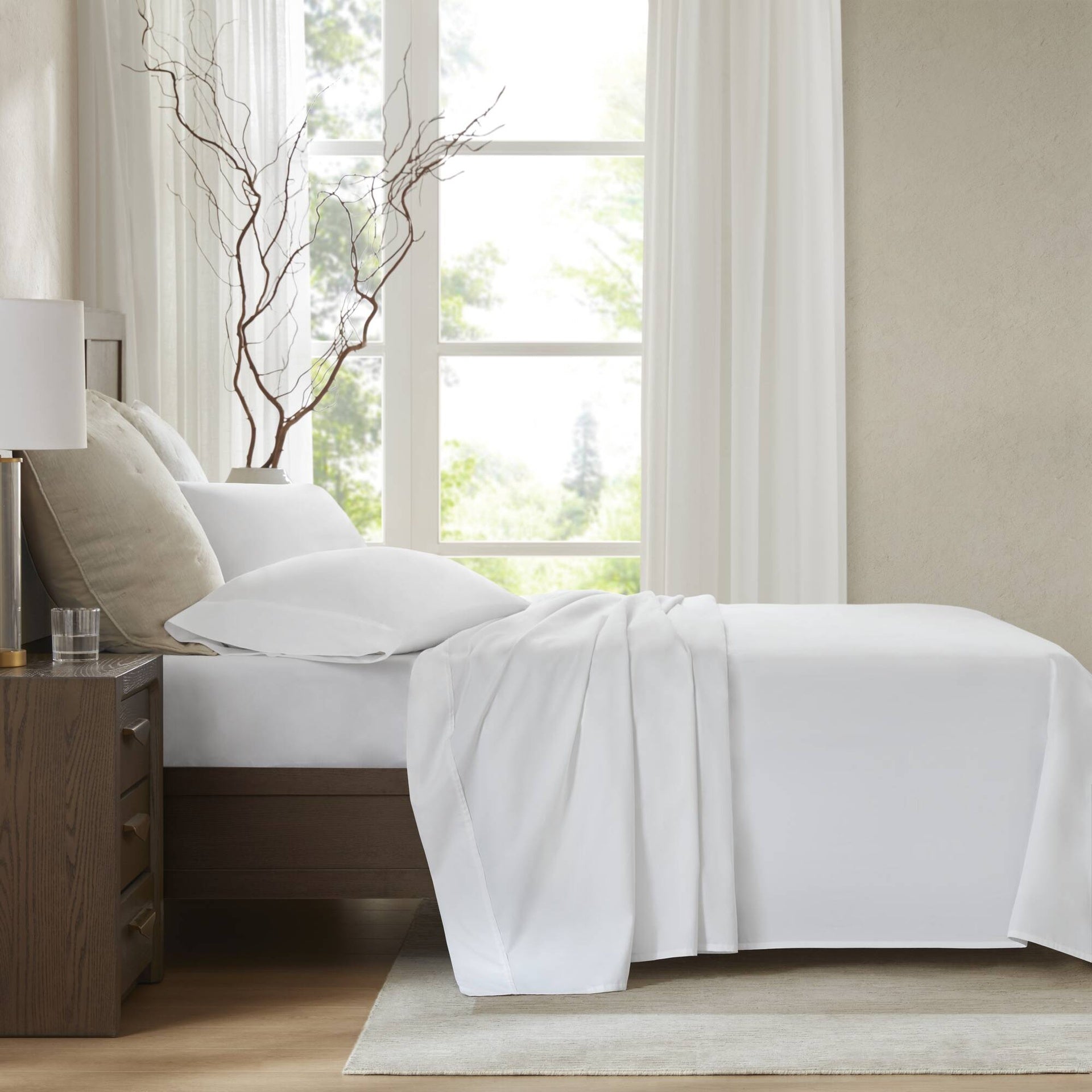 4 Pieces King Sateen Sheet Set,White