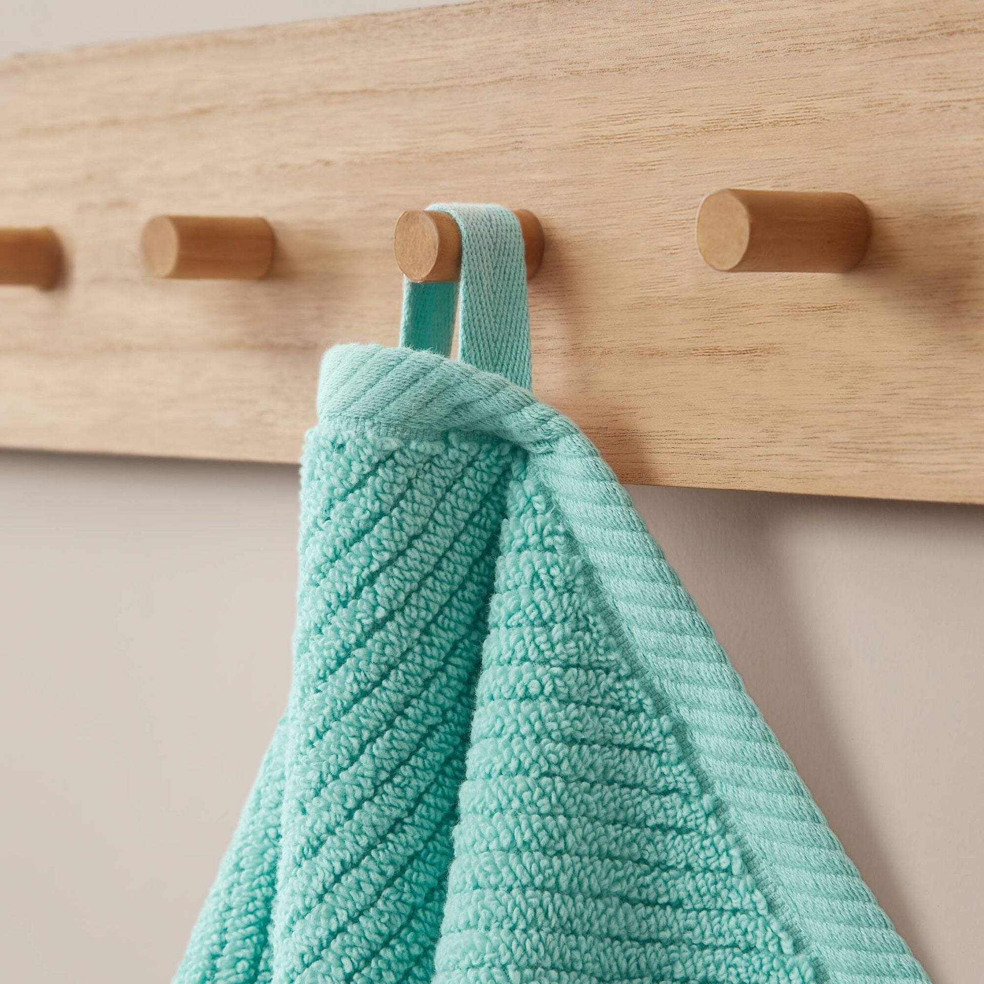 6-Piece 100% Cotton Quick Dry Diagonal Ribbed 6pcs Towel Set, Turquoise