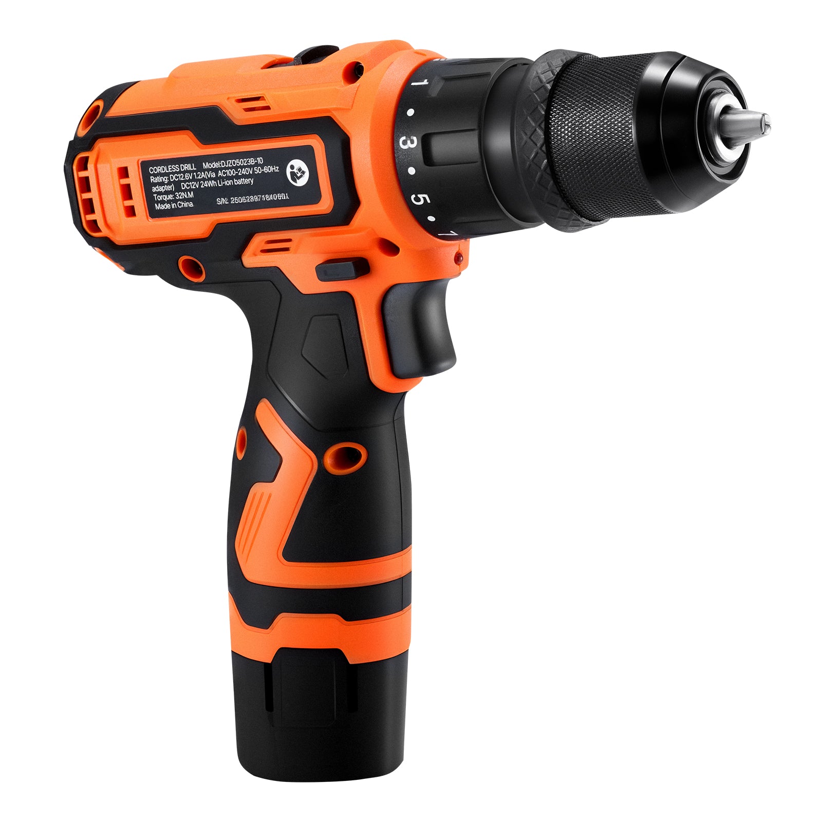 Cordless Drill Driver, 5-In-1, Metal Chuck, Dual-Speed Variable, Drill Driver Kit with 2 Lithium Batteries and Charger, Tool Box, for Wood and Metal Drilling, Screw Tightening or Loosening