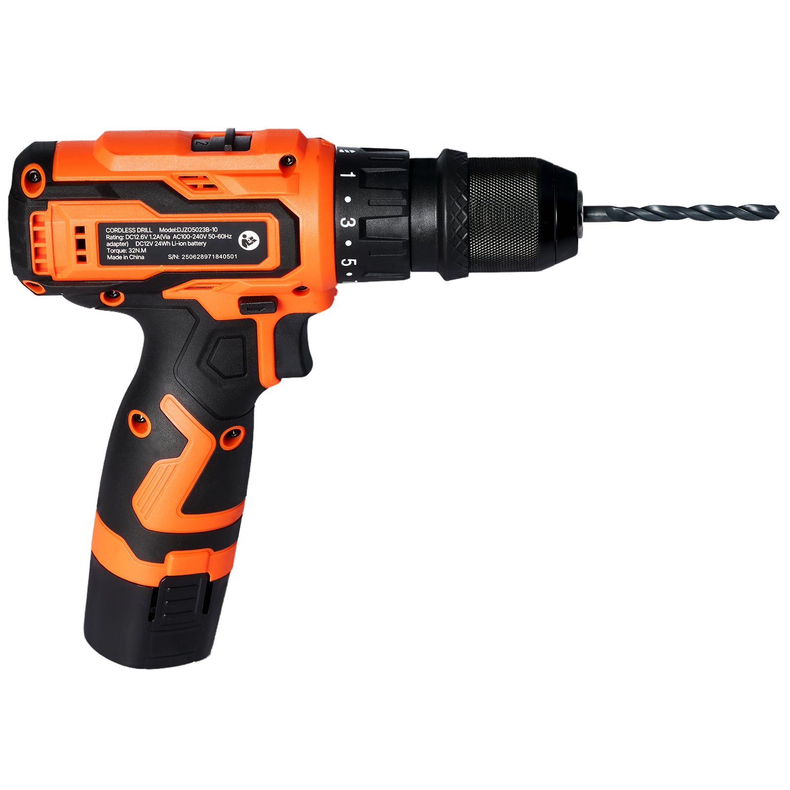 Cordless Drill Driver, 5-In-1, Metal Chuck, Dual-Speed Variable, Drill Driver Kit with 2 Lithium Batteries and Charger, Tool Box, for Wood and Metal Drilling, Screw Tightening or Loosening