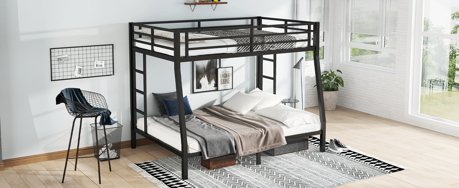 Metal Full XL over Queen Bunk Bed for Teens and Adults,Space-Saving/Noise Reduced/No Box Spring Needed