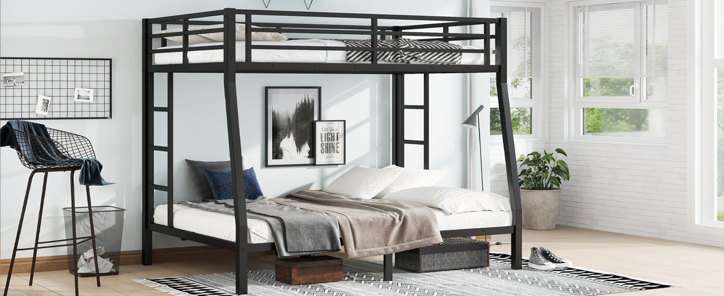 Metal Full XL over Queen Bunk Bed for Teens and Adults,Space-Saving/Noise Reduced/No Box Spring Needed