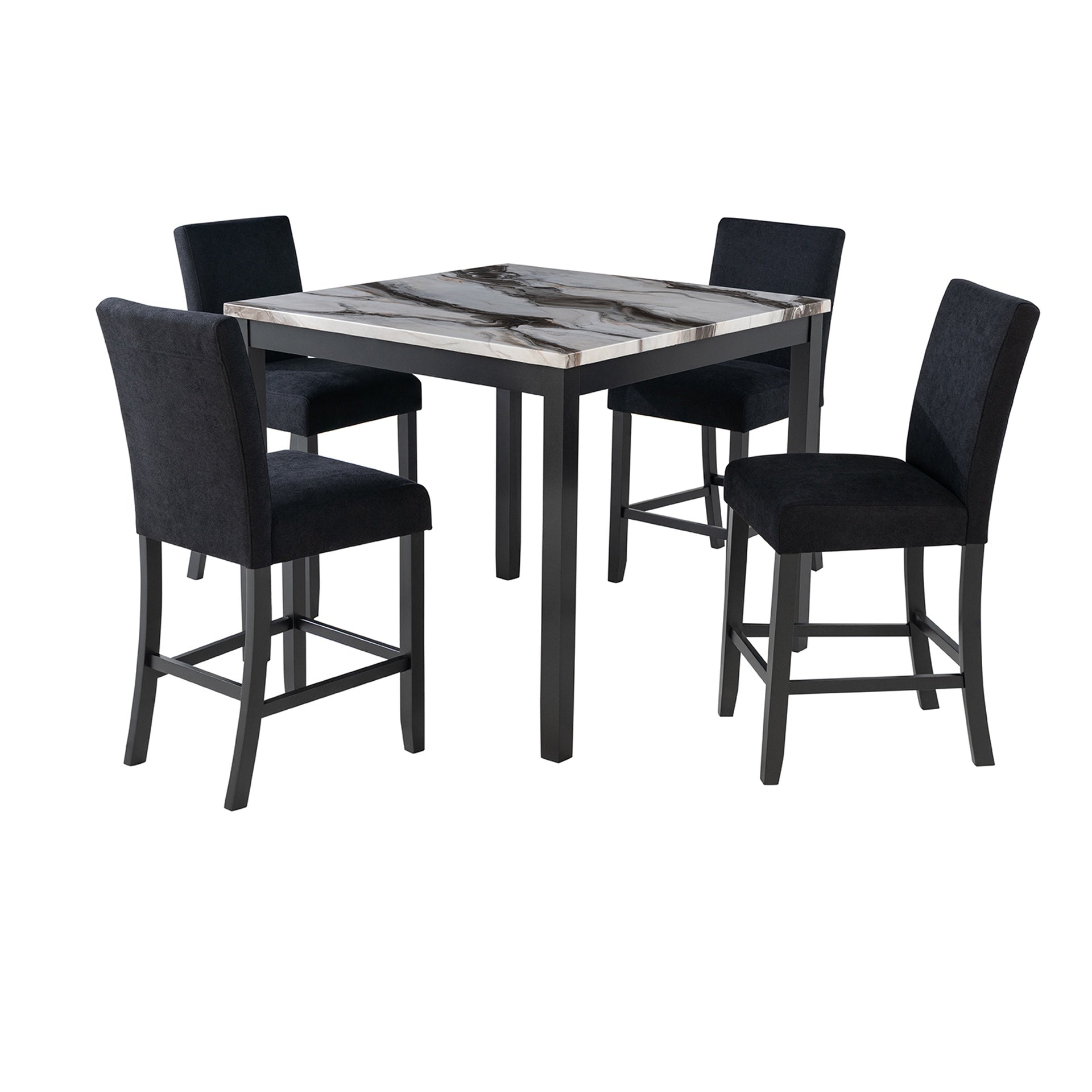 LEONCIA  BAR TABLE AND 4 BAR STOOLS