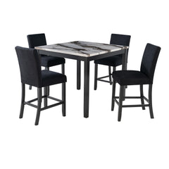 LEONCIA  BAR TABLE AND 4 BAR STOOLS