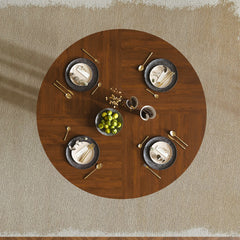 Round Dining Table for 4 - 47 Inch Farmhouse Kitchen Table, MDF Circle Table with Wood Grain Finish, 300lb Weight Capacity, Easy Assembly for Dining Room, Kitchen, Living Room - Spiced Round Table