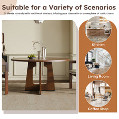 Round Dining Table for 4 - 47 Inch Farmhouse Kitchen Table, MDF Circle Table with Wood Grain Finish, 300lb Weight Capacity, Easy Assembly for Dining Room, Kitchen, Living Room - Spiced Round Table