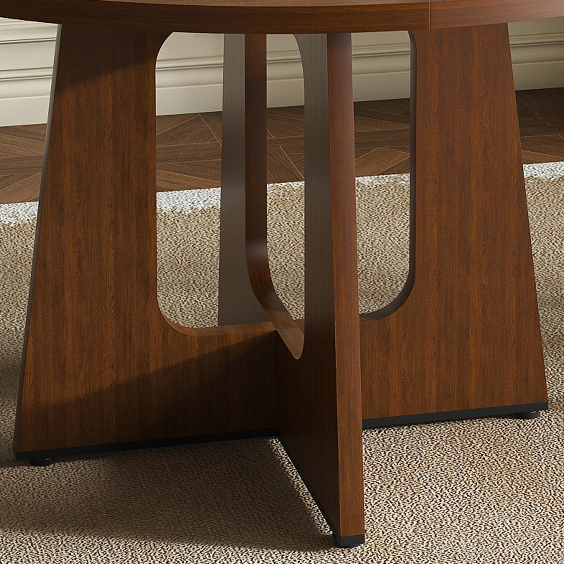 Round Dining Table for 4 - 47 Inch Farmhouse Kitchen Table, MDF Circle Table with Wood Grain Finish, 300lb Weight Capacity, Easy Assembly for Dining Room, Kitchen, Living Room - Spiced Round Table