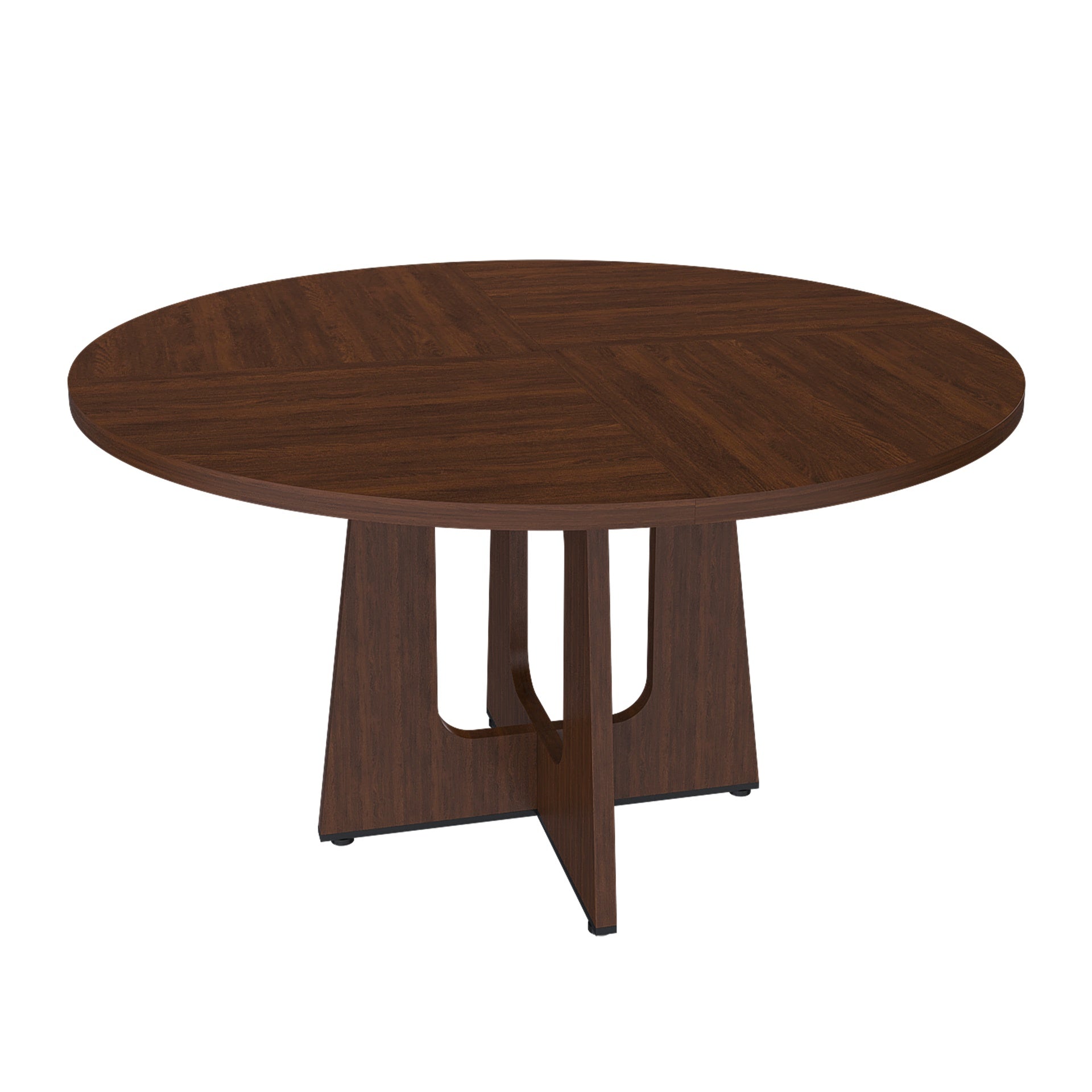 Round Dining Table for 4 - 47 Inch Farmhouse Kitchen Table, MDF Circle Table with Wood Grain Finish, 300lb Weight Capacity, Easy Assembly for Dining Room, Kitchen, Living Room - Spiced Round Table