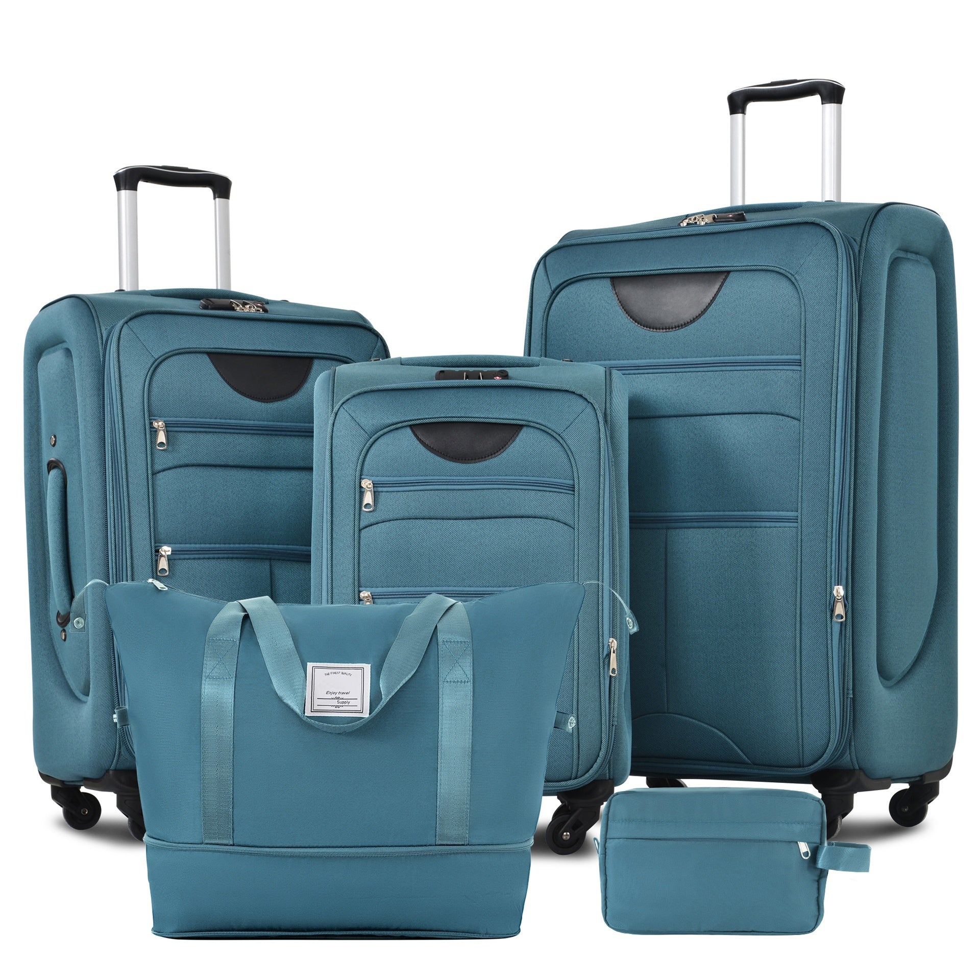 Softside Luggage Expandable 3 Piece Set Suitcase with Duffel Bag Upright Spinner Softshell Lightweight Luggage Travel Set-22/26/30 IN