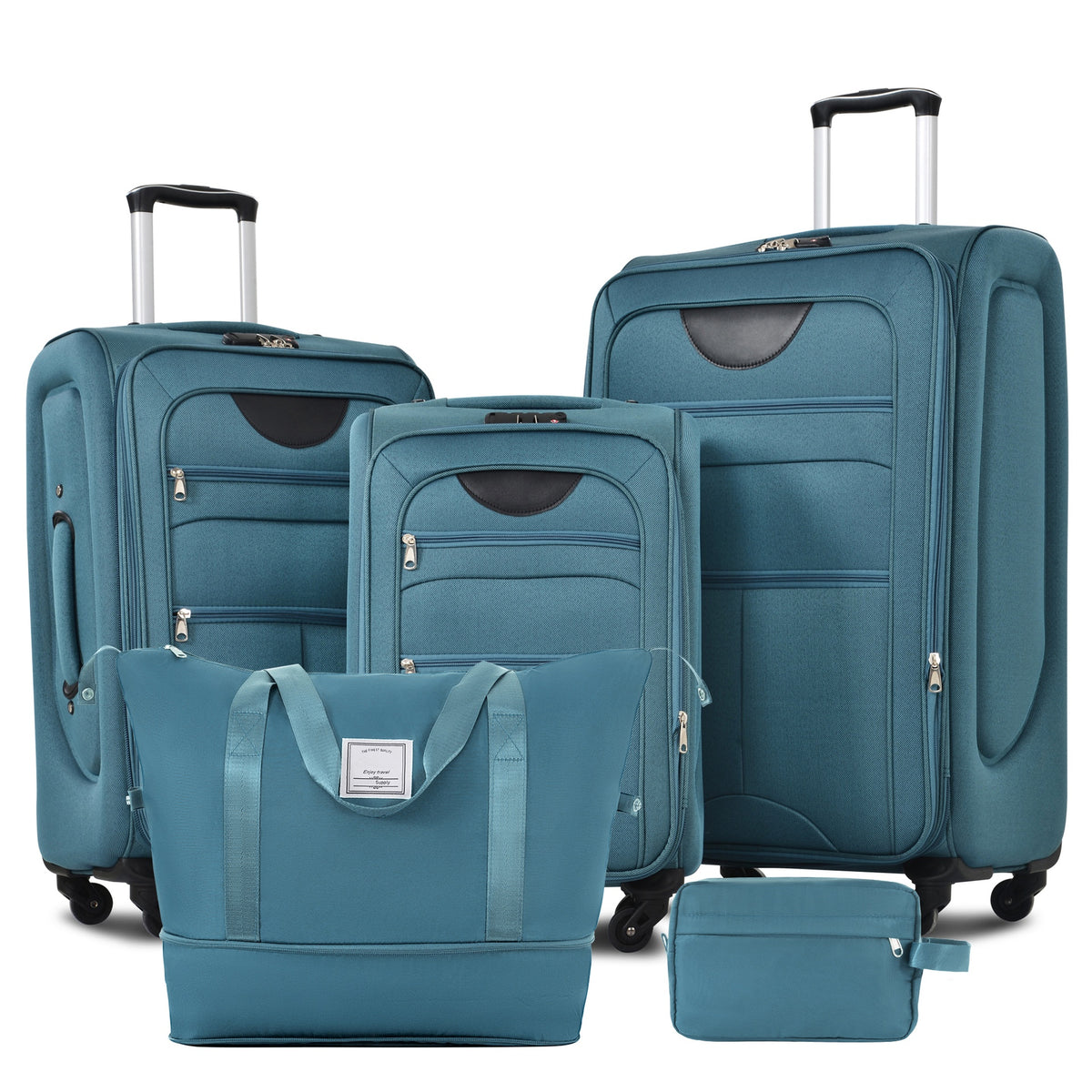 Softside Luggage Expandable 3 Piece Set Suitcase with Duffel Bag Upright Spinner Softshell Lightweight Luggage Travel Set-22/26/30 IN