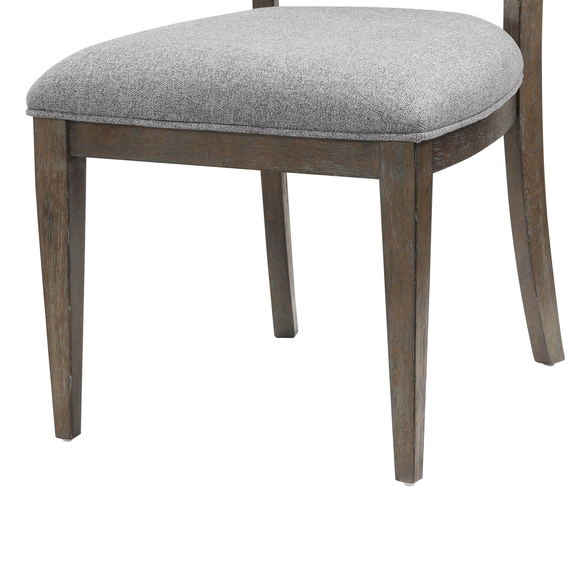 Koa 26 Inch Set of 2 Side Dining Chairs, Gray Polyester, Driftwood Brown