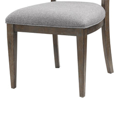 Koa 26 Inch Set of 2 Side Dining Chairs, Gray Polyester, Driftwood Brown