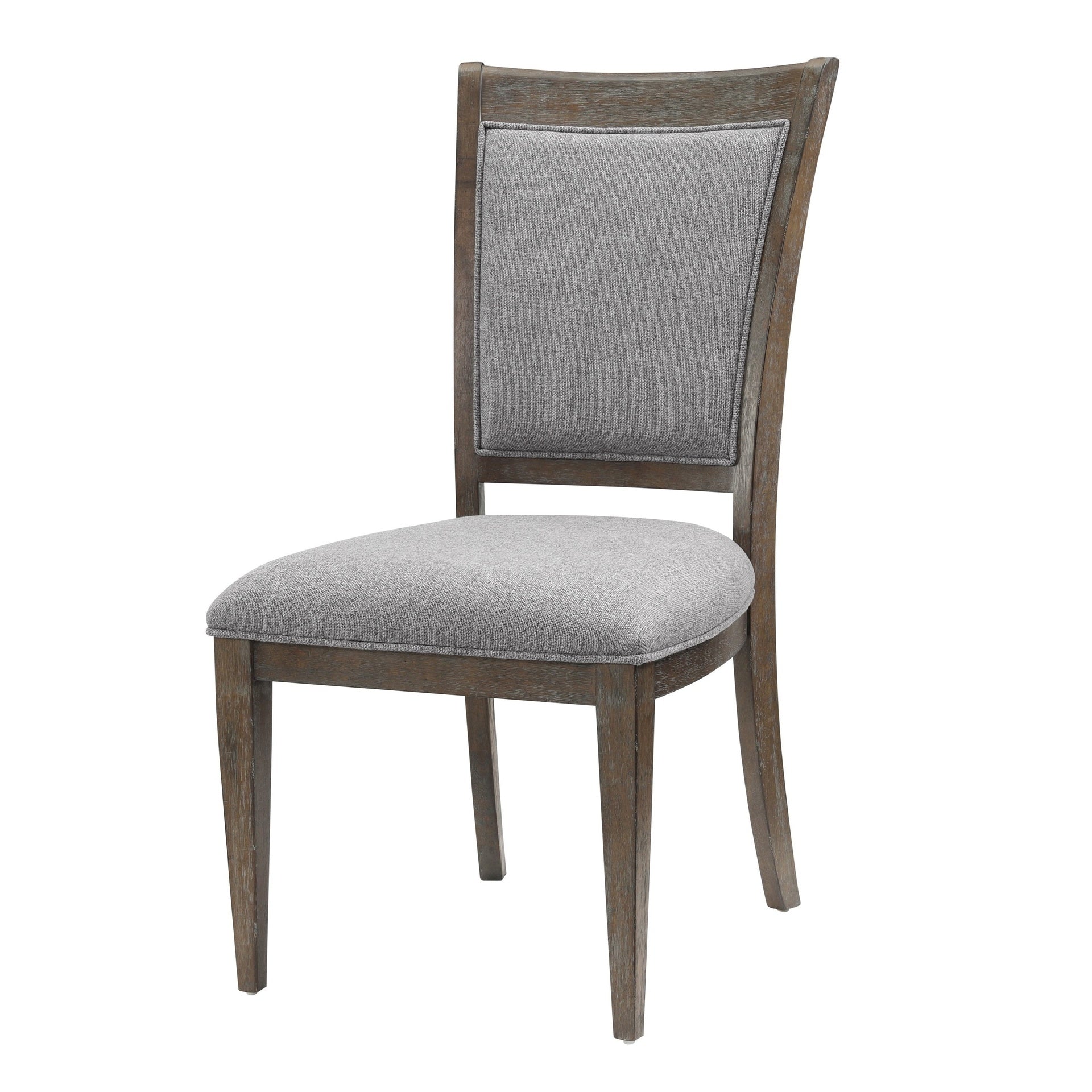 Koa 26 Inch Set of 2 Side Dining Chairs, Gray Polyester, Driftwood Brown