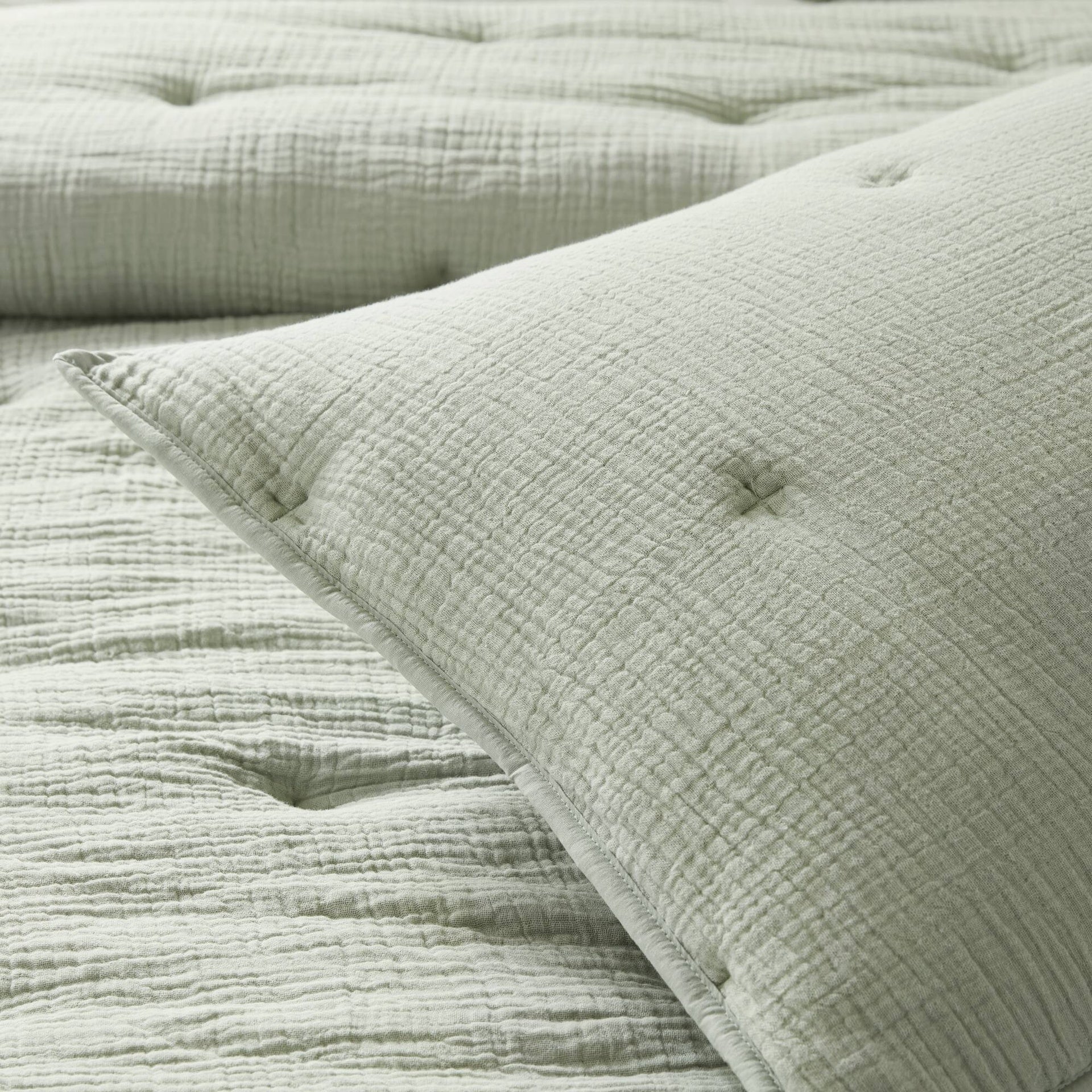 1-Piece Euro Sham Cotton Gauze  Embroidered Euro Sham,Sage