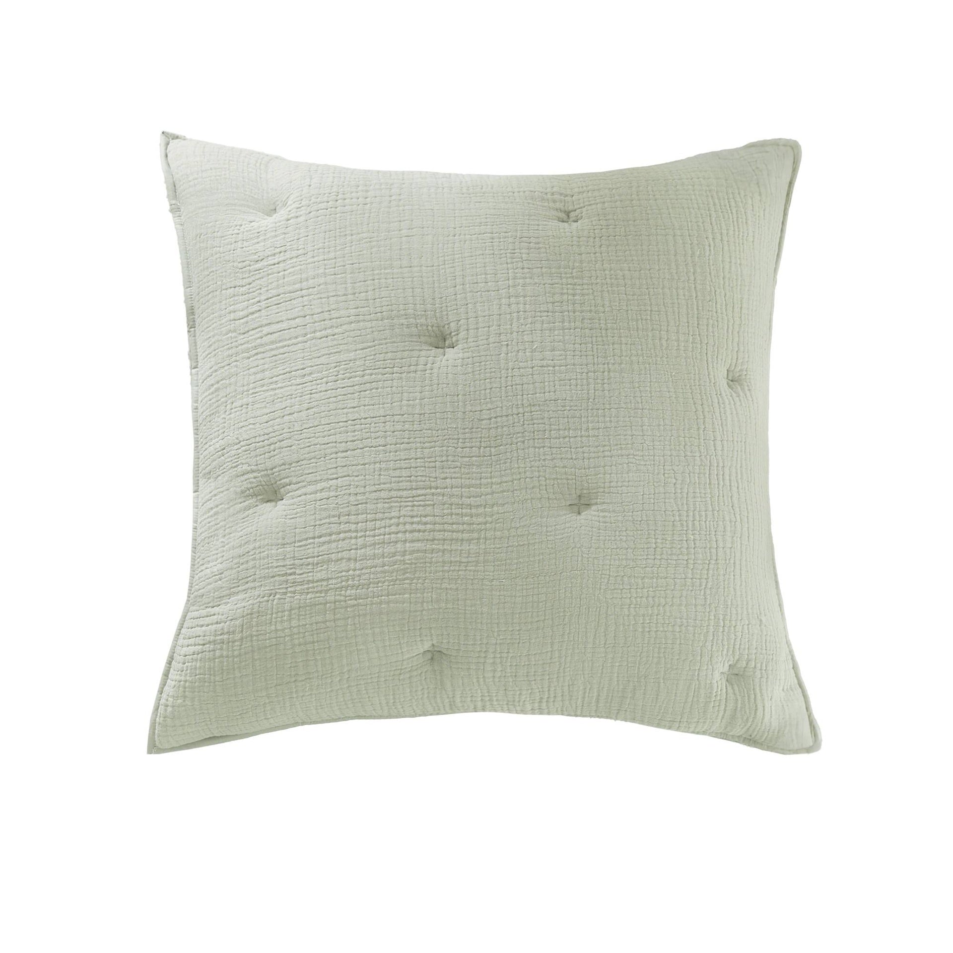 1-Piece Euro Sham Cotton Gauze  Embroidered Euro Sham,Sage
