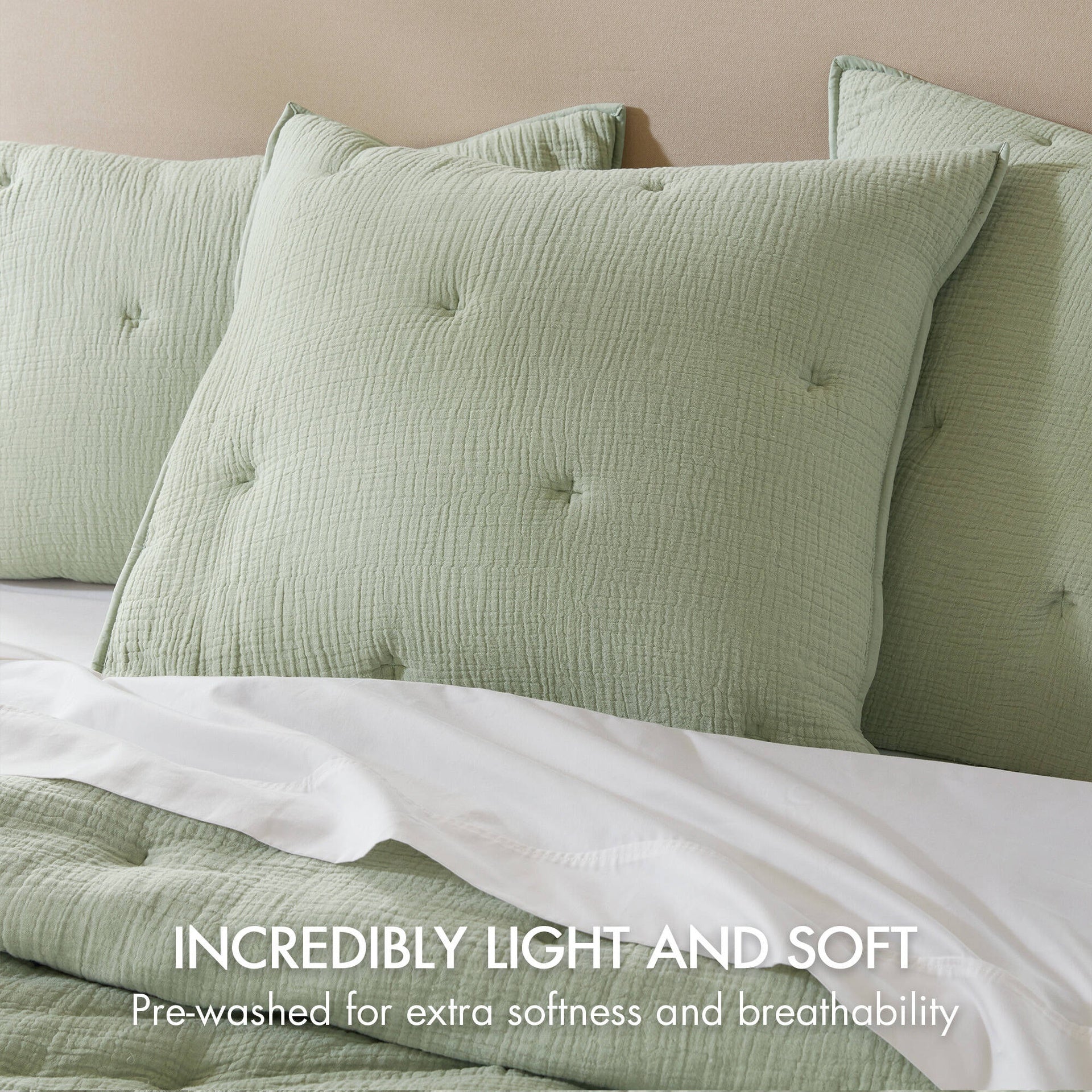 1-Piece Euro Sham Cotton Gauze  Embroidered Euro Sham,Sage