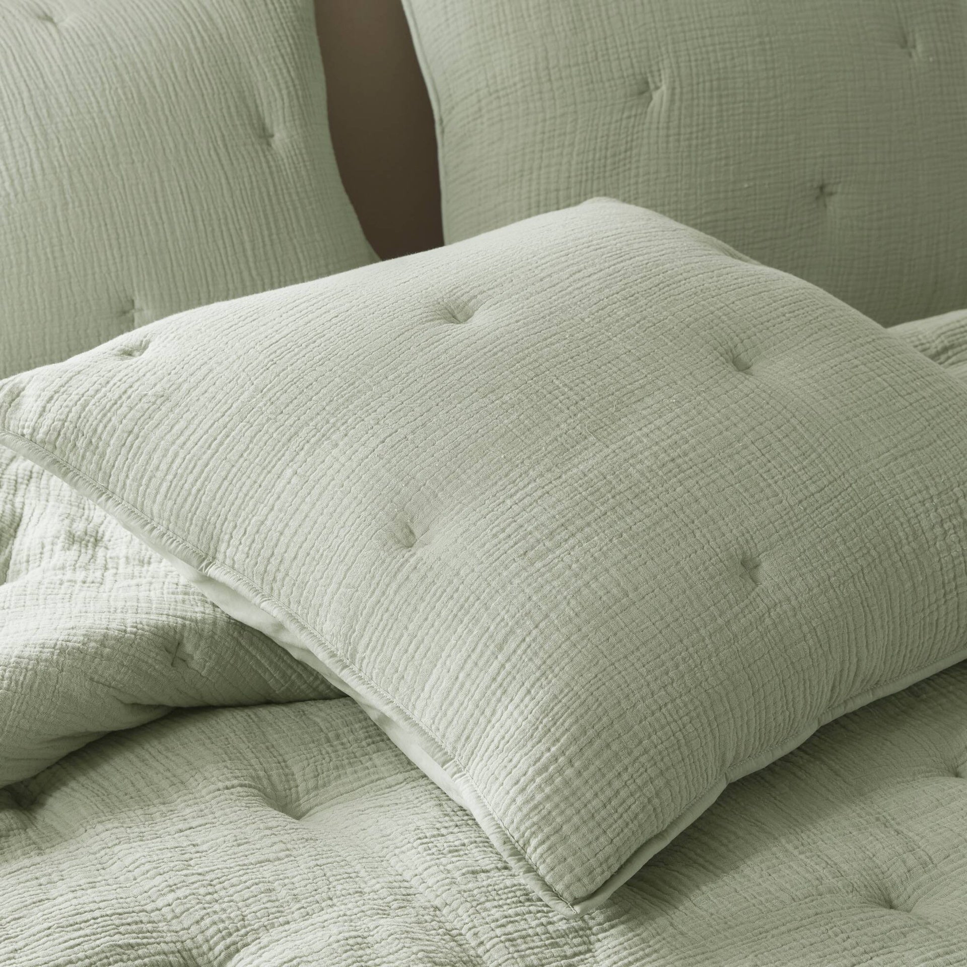 1-Piece Euro Sham Cotton Gauze  Embroidered Euro Sham,Sage