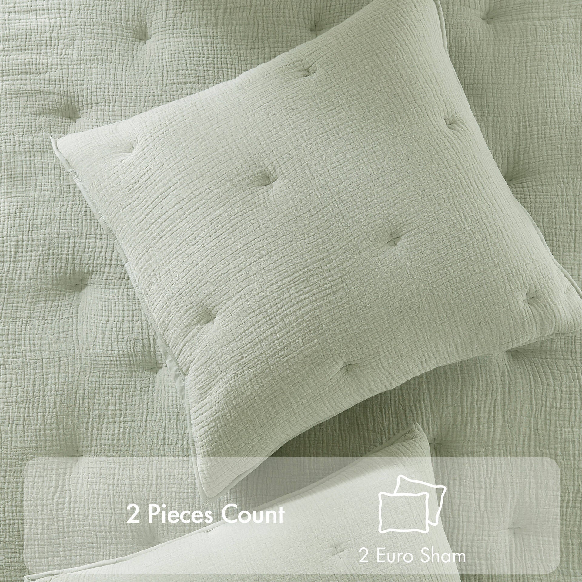 1-Piece Euro Sham Cotton Gauze  Embroidered Euro Sham,Sage