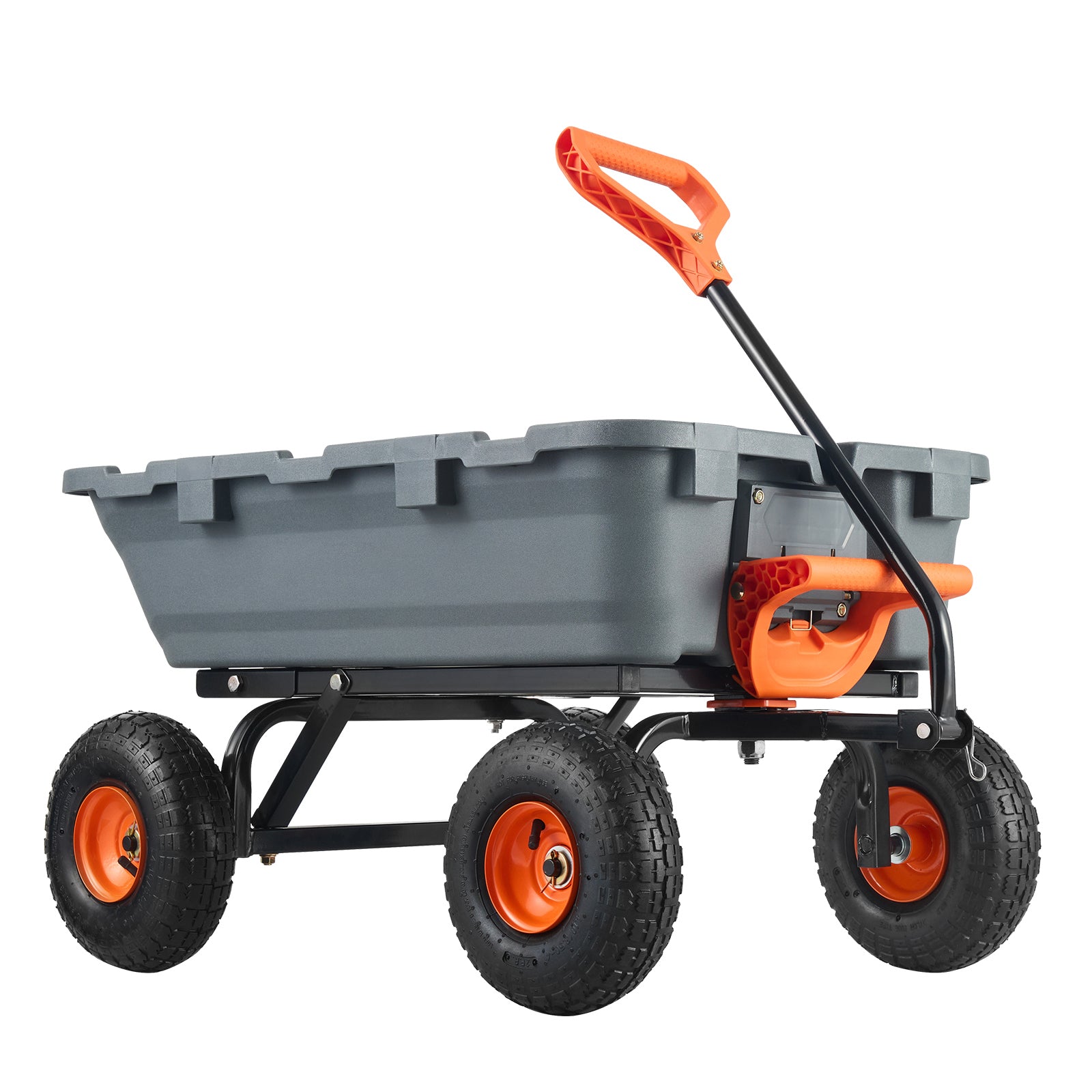 Dump Cart, Poly Garden Dump Cart with Easy to Assemble Steel Frame, Dump Wagon with 2-in-1 Convertible Handle, Utility Wheelbarrow 800 lbs Capacity, 10 inch Tires