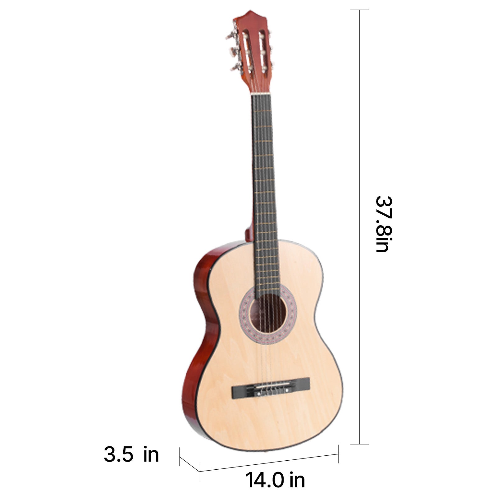 Classical Guitar, 38 Inch, Wood Classical Guitar Starter Kit for Beginners, with Nylon Strings, Gig Bag, Strap, Tuner, Extra Strings, Pick, Capo, Basswood, for Teenagers Adults Students, Natural