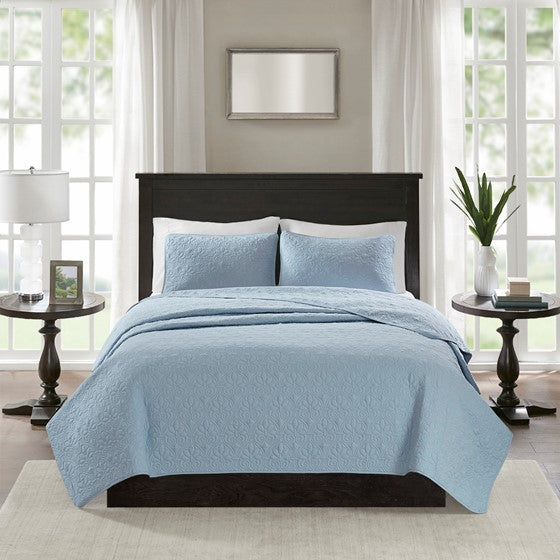 Reversible Quilt Set Blue King/Cal King