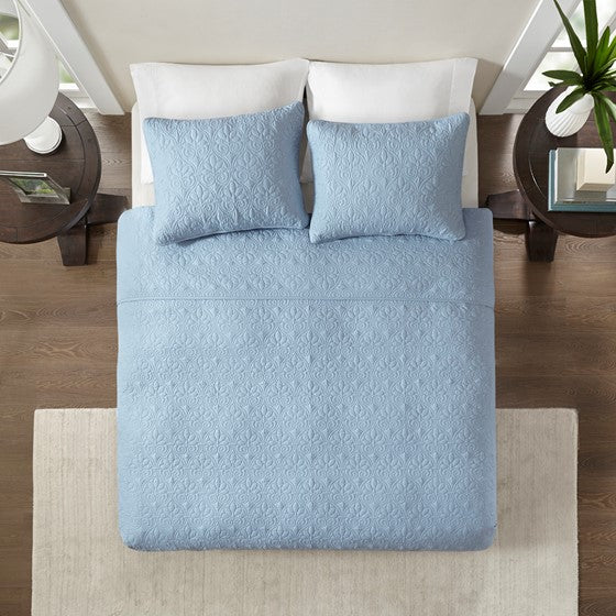 Reversible Quilt Set Blue King/Cal King
