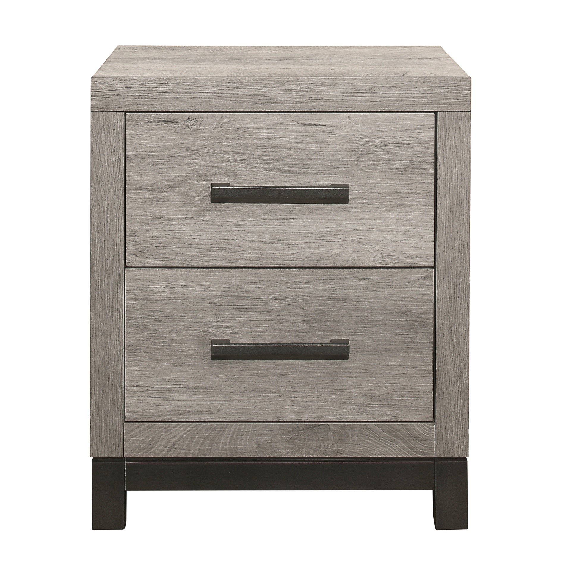 Attractive Gray Finish 1pc Nightstand of 2x Drawers Metal Bar Hardware Premium Melamine Board Wooden Bedroom Furniture