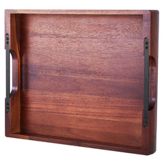 Serving Tray 17x12.2 Inch Acacia Food Serving Table Laptop Desk with Handles