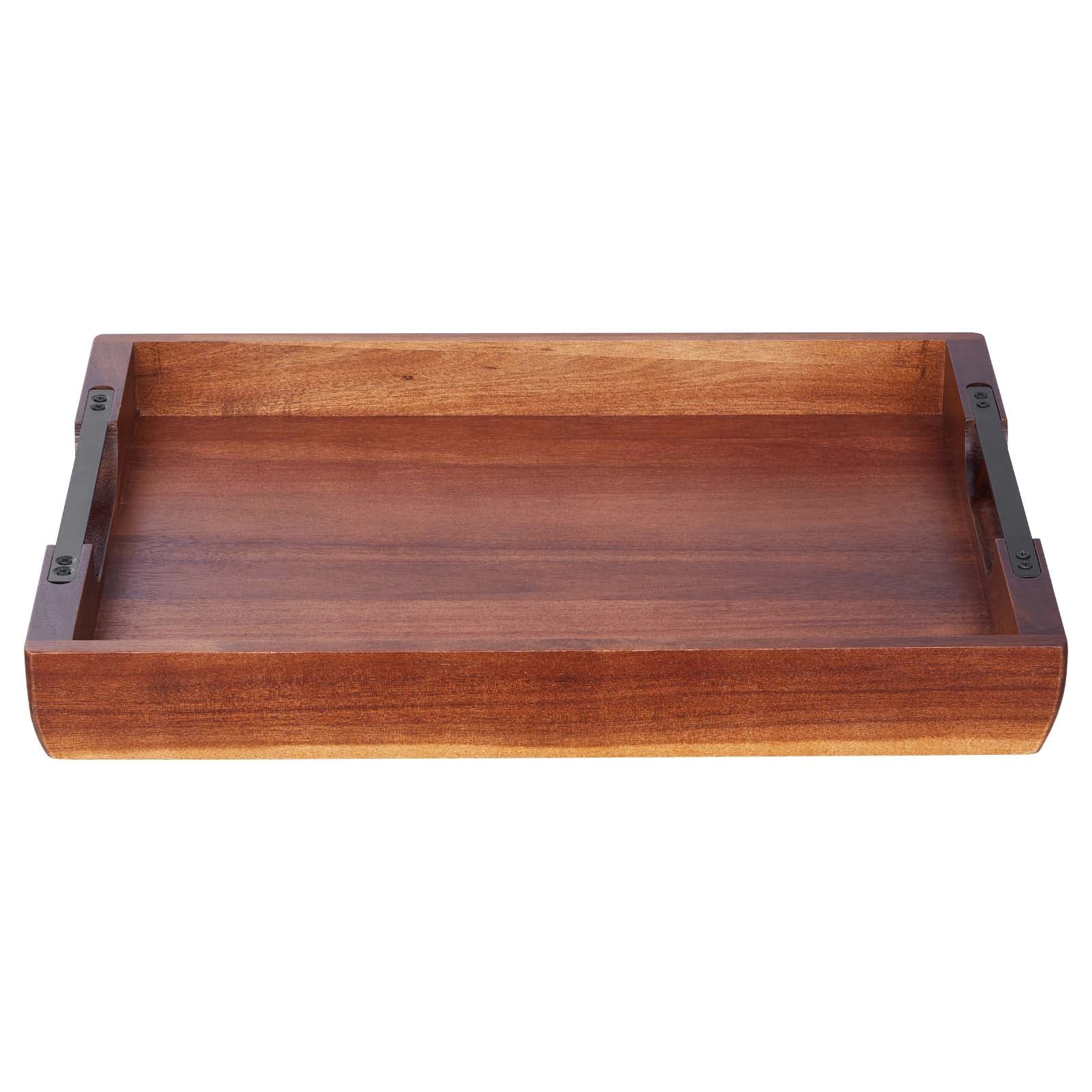 Serving Tray 17x12.2 Inch Acacia Food Serving Table Laptop Desk with Handles