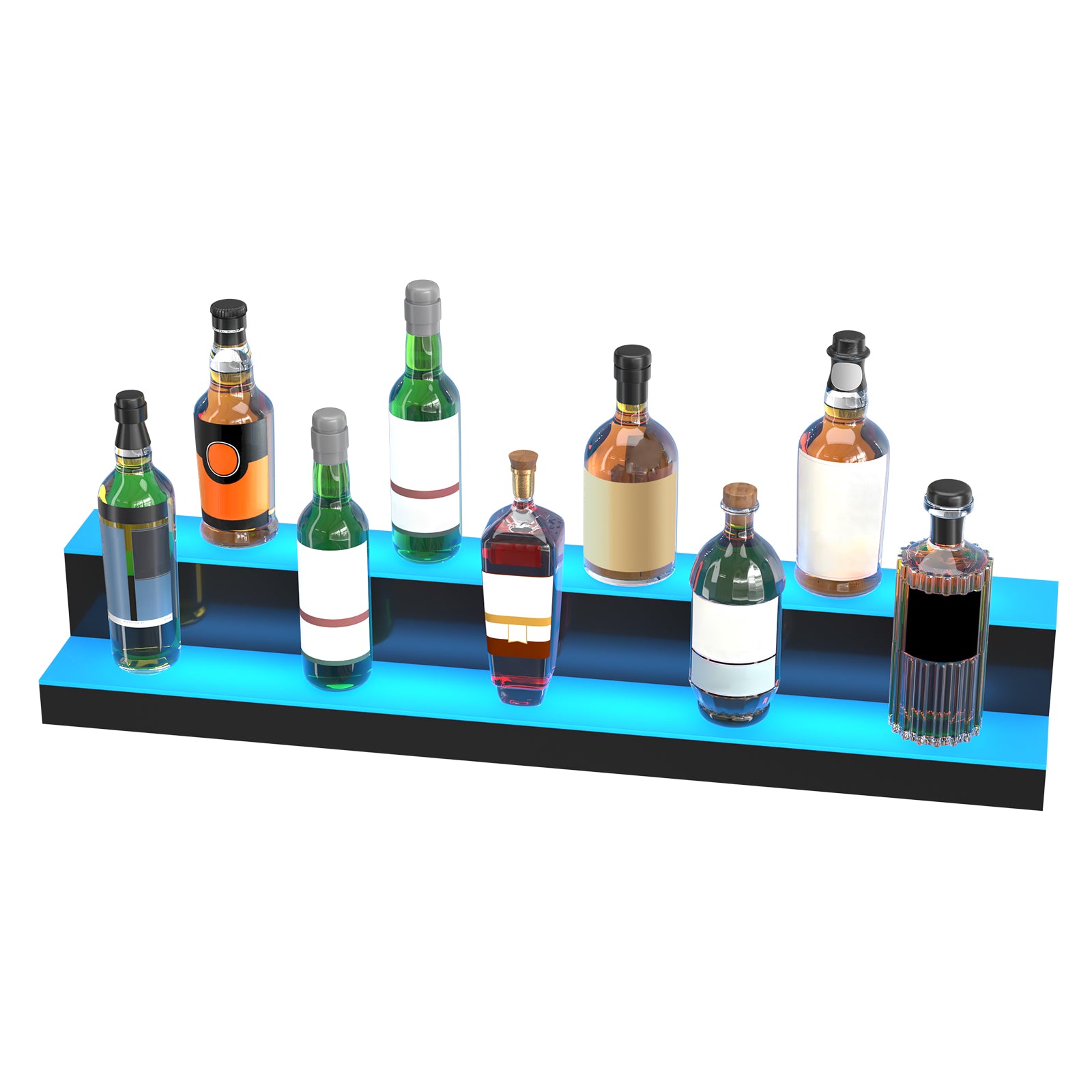LED Lighted Liquor Bottle Display Bar Shelf RF & App Control 40" 2-Step