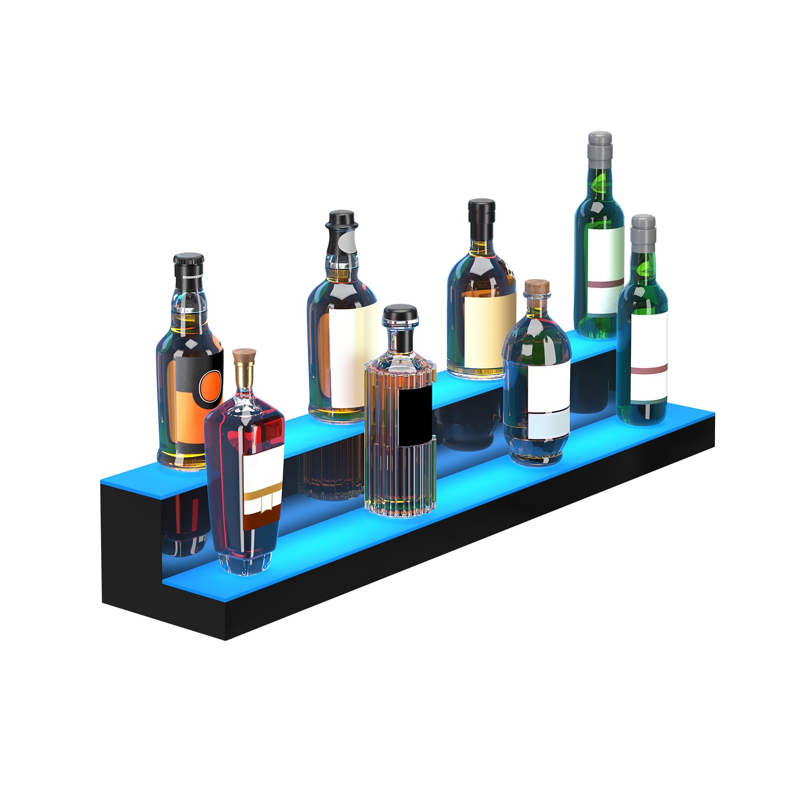 LED Lighted Liquor Bottle Display Bar Shelf RF & App Control 40" 2-Step