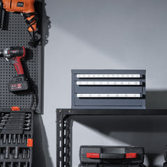Drill Bit Dispenser Cabinet, Three-Drawer Drill Bit Organizer Cabinet for 1/16" to 1/2", Steel Drill Dispenser Organizer Cabinet with Labels, Stackable Drill Dispenser for Drill Bit Storage