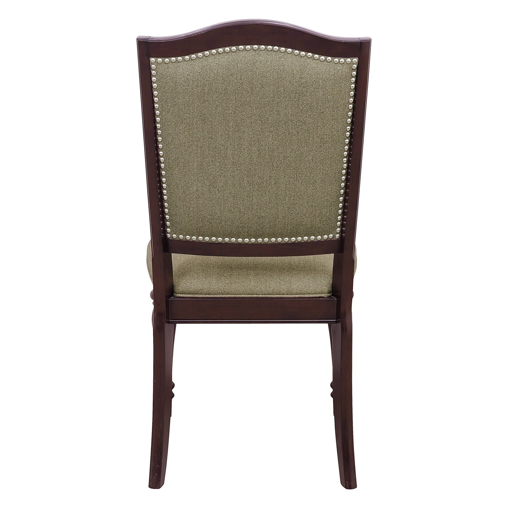 Dark Cherry Finish Dining Chairs Set of 2 Upholstered Seat and Back Nailhead Trim Wooden Furniture Side Chairs Set