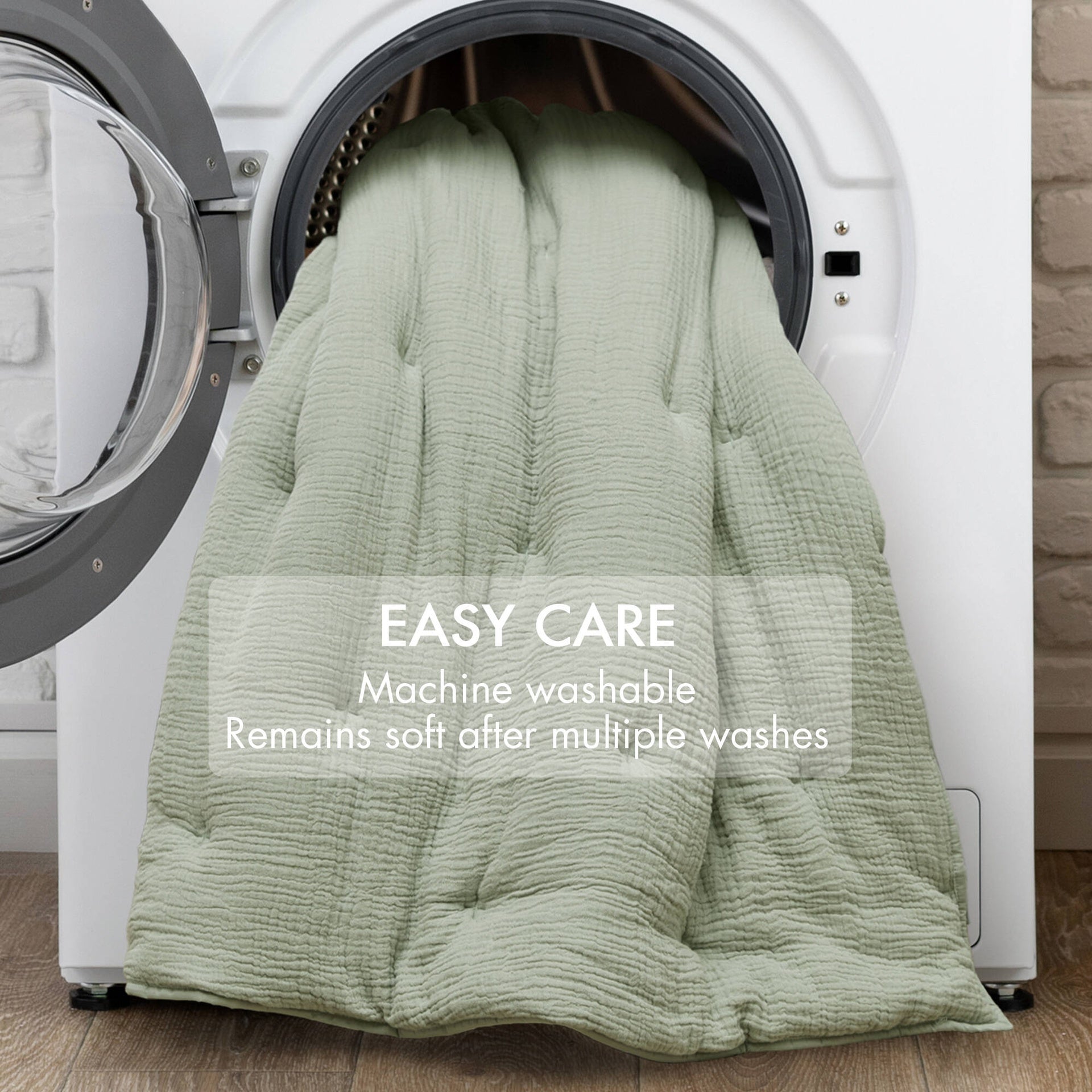 3-Piece King Cotton Gauze  Embroidered Quilt Set,Sage