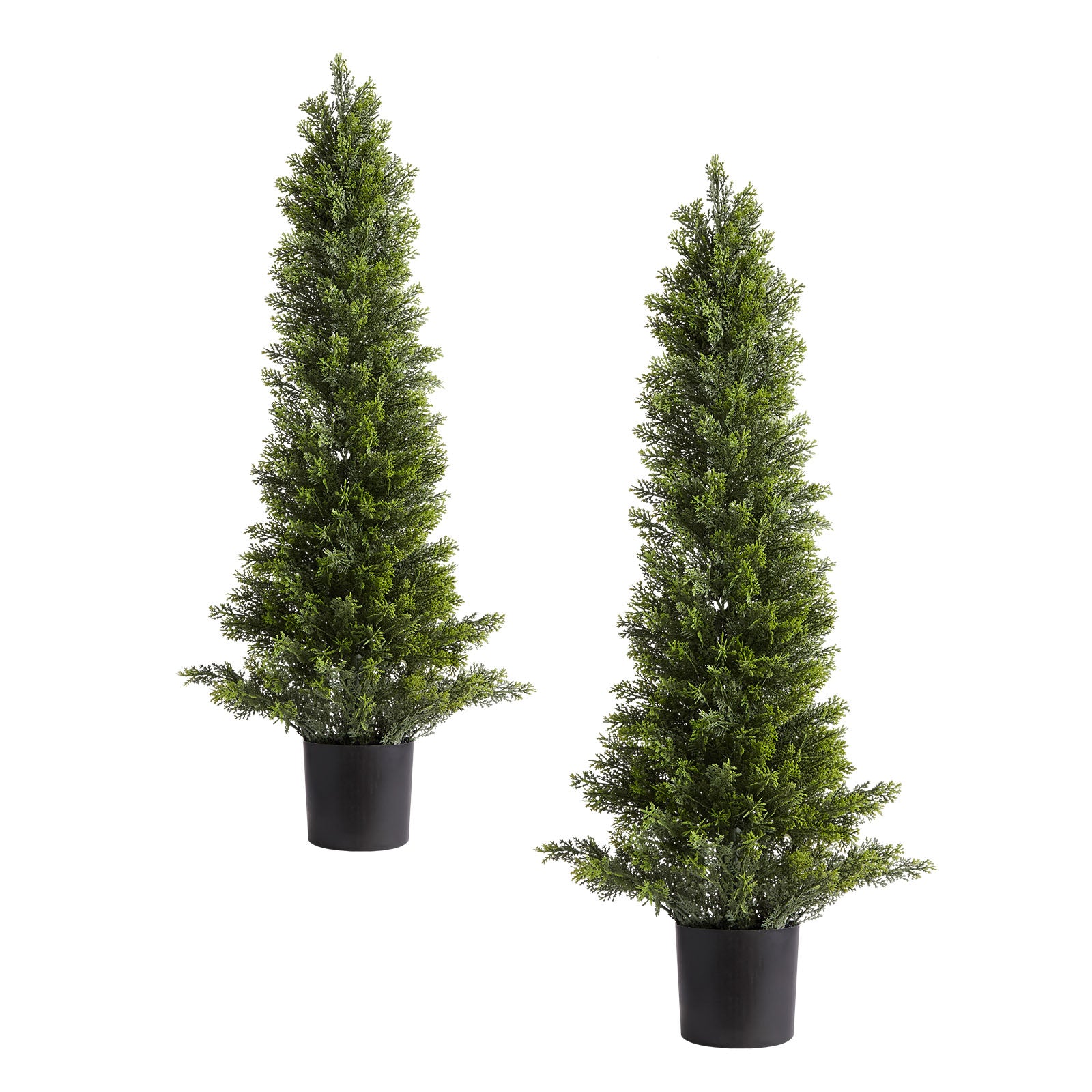 Artificial Topiary Cedar Trees, 36 inch 2 Set Faux Pine Shrubs Plants, Fake Silk Tree Look Real, Easy Assembly for Decor Front Porch Outdoor Patio Garden Balcony Backyard Indoor Office