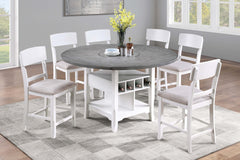Antique White Color High Chairs Modern Ladder Back design Set of 2pc Counter HT. Dining Chairs Fabric Cushion Seat Wooden Dining Room